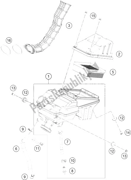 All parts for the Air Filter of the KTM RC 125 Black ABS B D Europe 2015