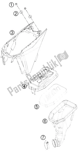 Todas las partes para Caja De Filtro De Aire de KTM 50 SX Mini Europe 2012
