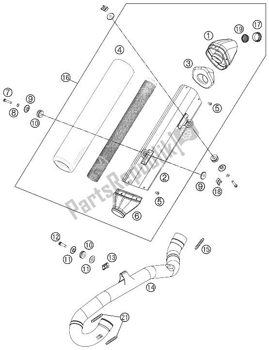 Tutte le parti per il Impianto Di Scarico del KTM 505 SX ATV Europe 2012