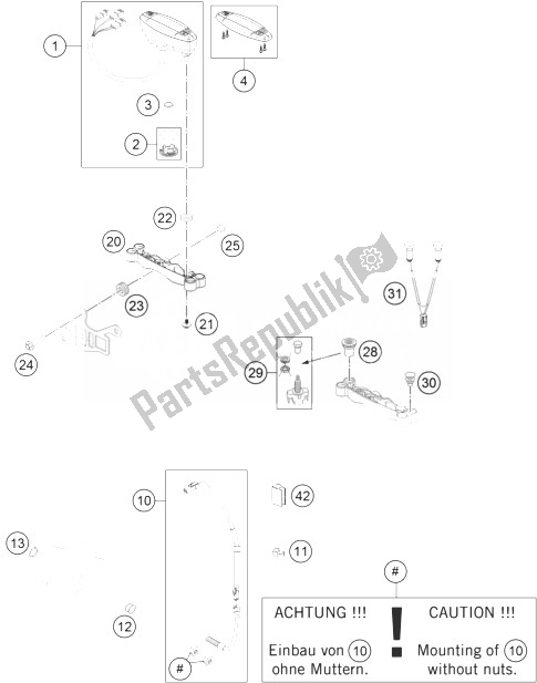 Todas as partes de Instrumentos / Sistema De Bloqueio do KTM 450 XC W USA 2014