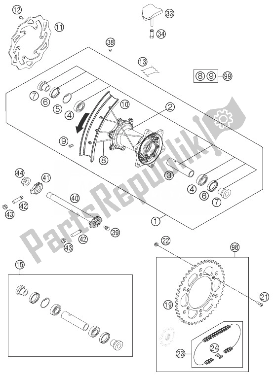 Toutes les pièces pour le Roue Arrière du KTM 250 XC W USA 2014