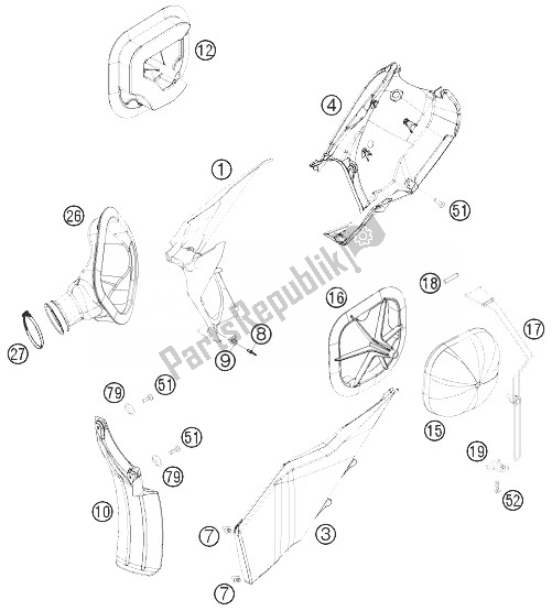 All parts for the Air Filter of the KTM 250 EXC F Champion Edit Europe 2010