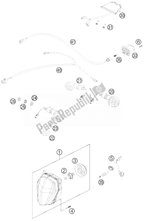 All parts for the Lighting System of the KTM 690 Enduro R ABS Australia 2014