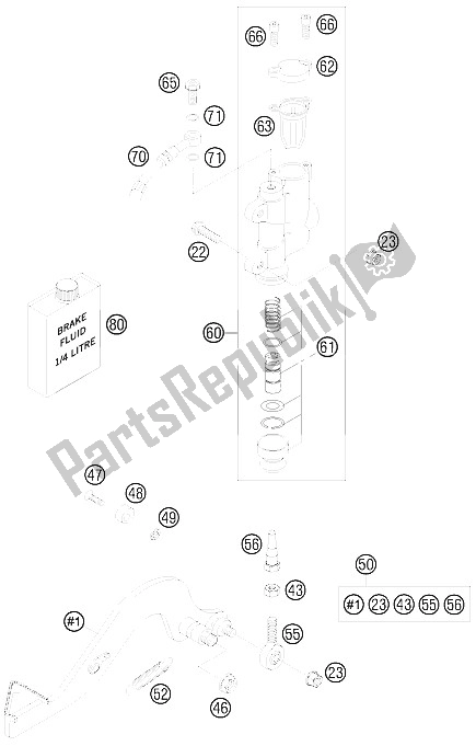 Todas as partes de Controle De Freio Traseiro do KTM 50 SX Europe 6003H4 2008