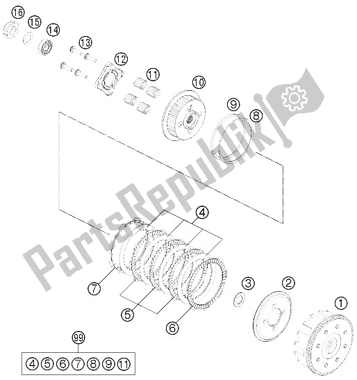 Tutte le parti per il Frizione del KTM 125 Duke Orange ABS Europe 2015