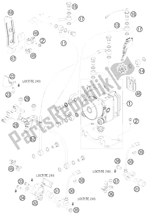 All parts for the Antiblock System Abs of the KTM 990 Adventure Orange ABS 09 Australia United Kingdom 2009