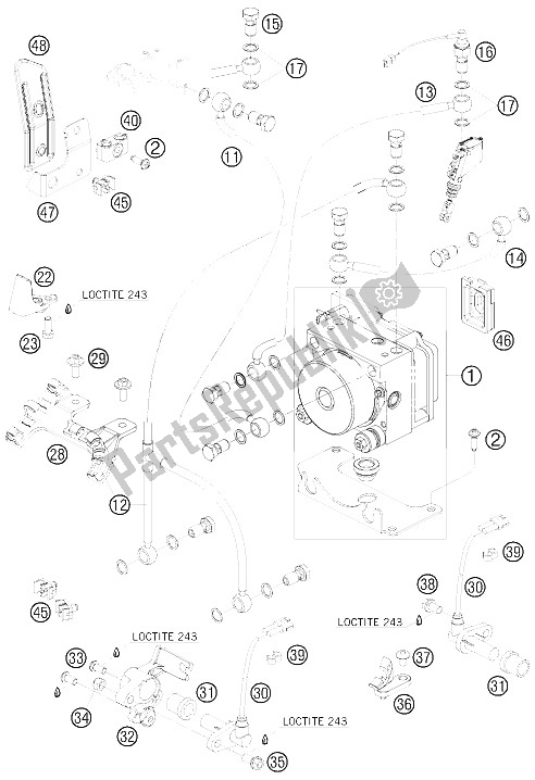 Todas las partes para Sistema Antibloqueo Abs de KTM 990 Adventure Orange ABS 09 Europe 2009