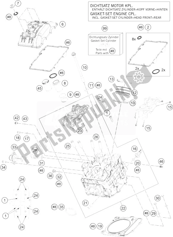 All parts for the Cylinder Head Front of the KTM 1190 Adventure ABS Grey USA 2014