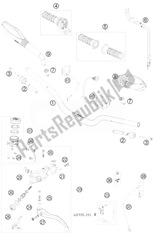 Tutte le parti per il Manubrio, Comandi del KTM 690 Supermoto Prestige Europe 2007