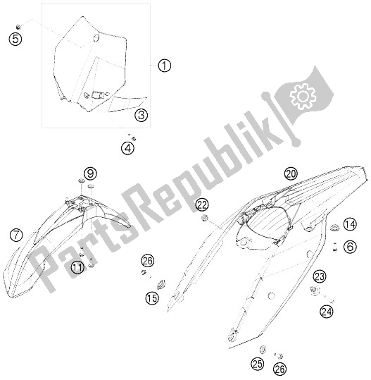 All parts for the Mask, Fenders of the KTM 250 SX F USA 2009