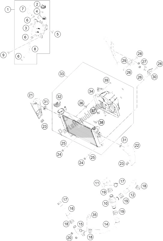 All parts for the Cooling System of the KTM 200 Duke OR W O ABS B D 16 2016
