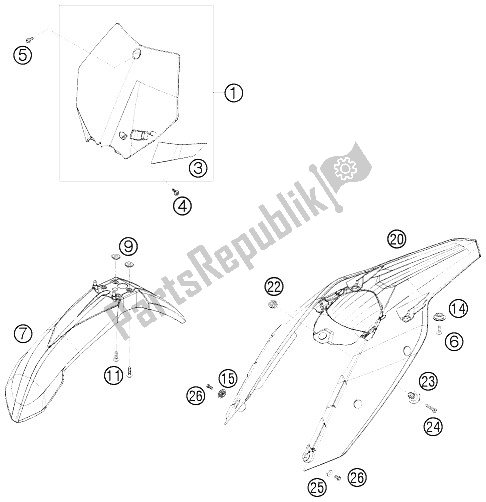 All parts for the Mask, Fenders of the KTM 505 XC F USA 2008