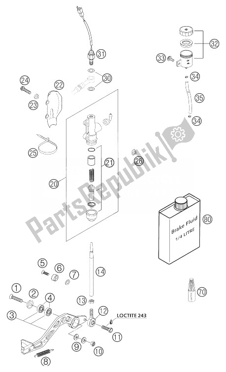 All parts for the Rear Brake Control 640 Lc4, Sm of the KTM 640 LC4 Adventure Australia 2003