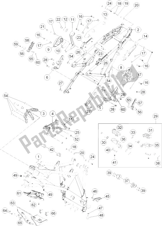 All parts for the Frame of the KTM 1190 Adventure ABS Grey France 2013