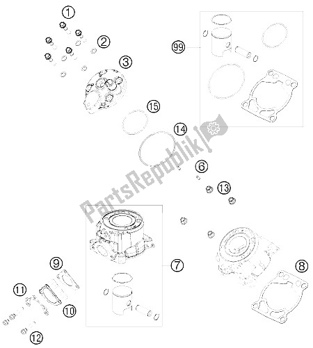 Toutes les pièces pour le Cylindre, Culasse du KTM 50 SXS USA 2011