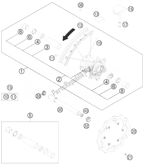 All parts for the Front Wheel of the KTM 125 EXC Europe 2013