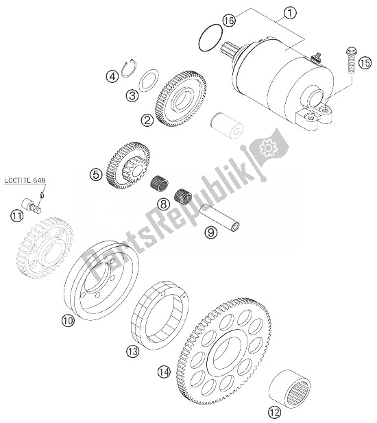 Tutte le parti per il Avviamento Elettrico del KTM 450 XC W USA 2007