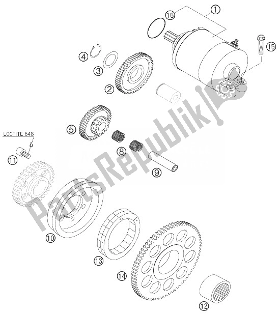 Wszystkie części do Rozrusznik Elektryczny KTM 525 EXC USA 2007