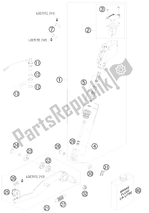 Todas las partes para Control De Freno Trasero de KTM 990 Supermoto Orange France 2008