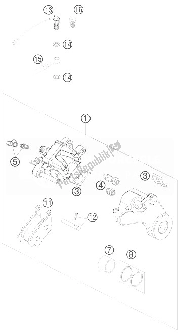 Todas las partes para Pinza De Freno Trasera de KTM 690 Rally Factory Replica Europe 2007