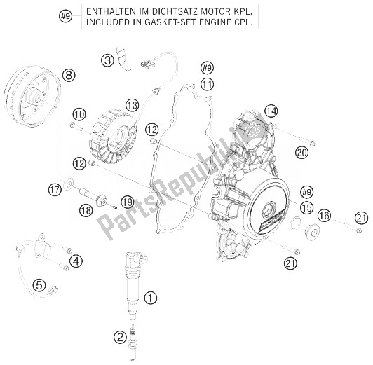 All parts for the Ignition System of the KTM 1200 RC 8 R IDM Europe 2010