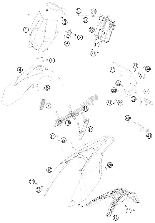 All parts for the Mask, Fenders of the KTM 690 SMC USA 2008