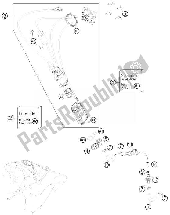 All parts for the Fuel Pump of the KTM 250 SX F Europe 2014