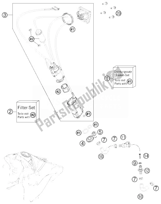 All parts for the Fuel Pump of the KTM 250 SX F USA 2014