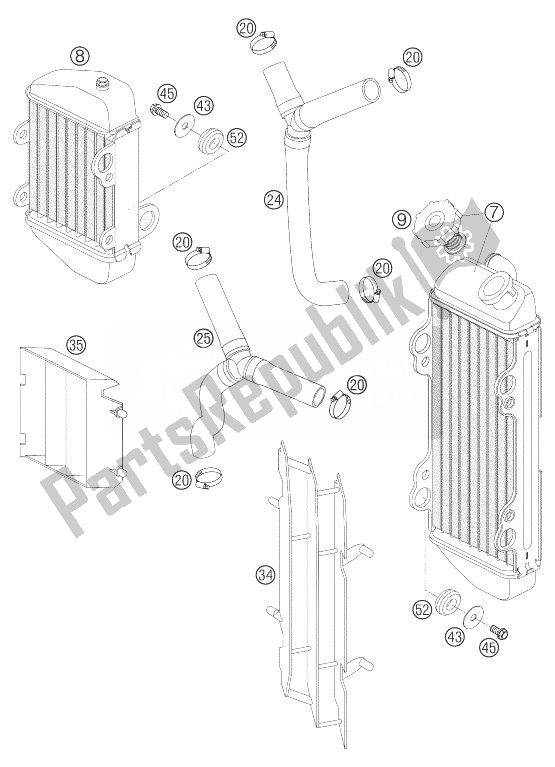 All parts for the Cooling System 85 Sx of the KTM 85 SX Europe 6001D8 2004