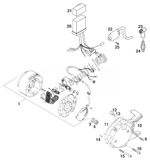 Tutte le parti per il Sistema Di Accensione Digitale 125 Lc2 '96 del KTM 125 LC2 80 Europe 1998