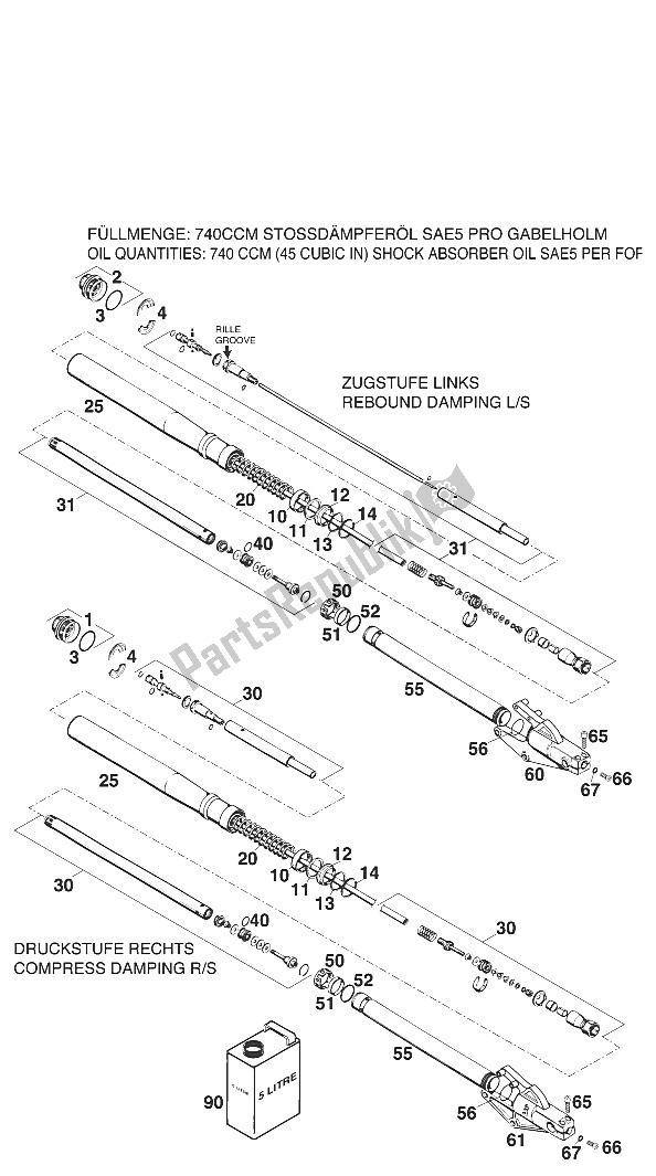 Wszystkie części do Przednie Nogi - Zawieszenie Wp Duke '96 KTM 620 Duke E USA 1997