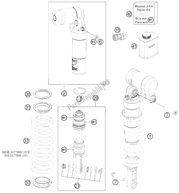 All parts for the Monoshock of the KTM 690 Enduro R ABS Australia 2015