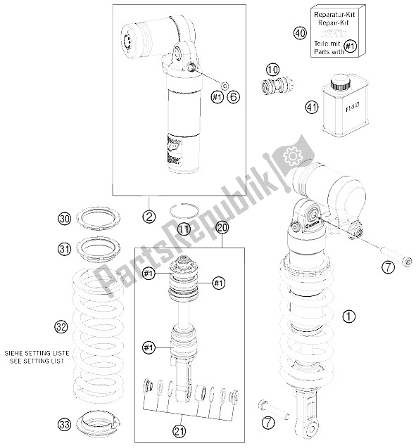 All parts for the Shock Absorber of the KTM 690 Enduro R Europe 2011