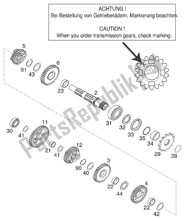 Tutte le parti per il Cambio Ii 125/200 '99 del KTM 125 SX Europe 2000