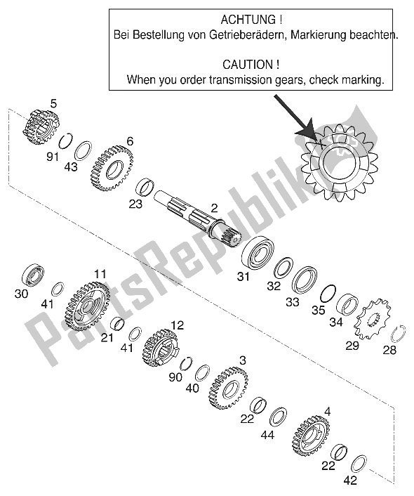 Tutte le parti per il Cambio Ii 125/200 '99 del KTM 200 EXC USA 2000