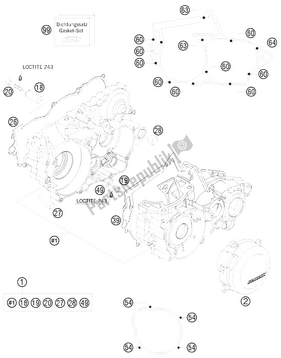 Tutte le parti per il Cassa Del Motore del KTM 250 SX Europe 2011