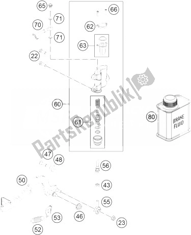 All parts for the Rear Brake Control of the KTM 50 SX Mini Europe 2014