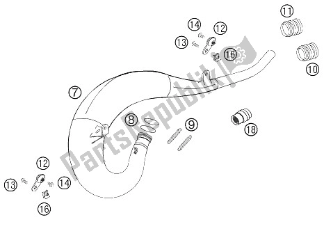 All parts for the Exhaust System of the KTM 200 EXC Europe 2005