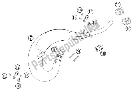 All parts for the Exhaust System of the KTM 200 EXC USA 2005