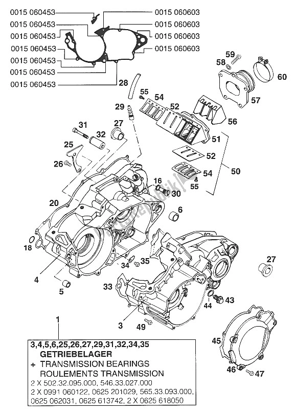 Todas las partes para Cárter 250/300 '93 de KTM 300 MXC USA 1994