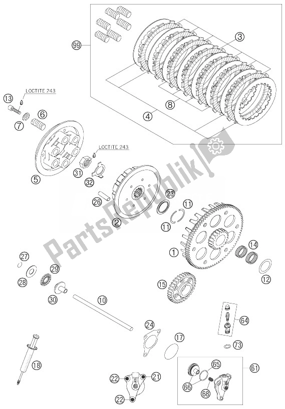 Todas as partes de Embreagem do KTM 525 EXC USA 2007
