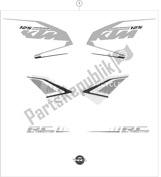 All parts for the Decal of the KTM RC 125 White ABS Europe 2016