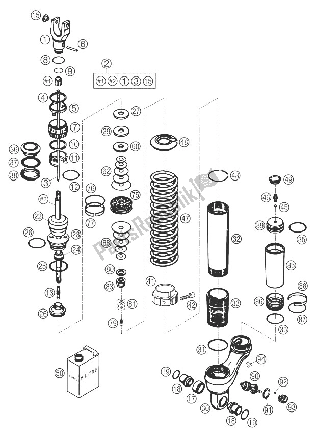 All parts for the Shock Absorber 640 Duke Ii of the KTM 640 Duke II Black United Kingdom 2003