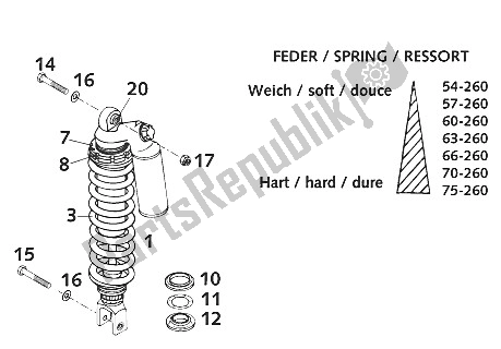 All parts for the Monoshock Lc4 of the KTM 640 LC 4 USA 2001