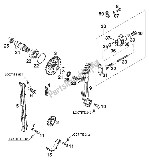 Todas las partes para árbol De Levas - Cadena - Tensor 350-620 Lc4'95 de KTM 620 EGS WP 37 KW 20 LT 94 Europe 1994