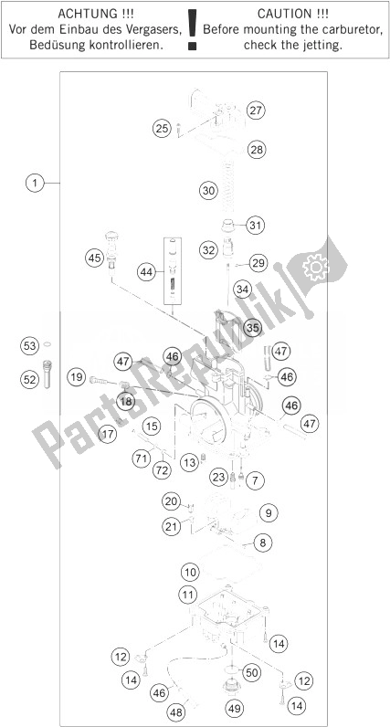 All parts for the Carburetor of the KTM 250 EXC Australia 2014