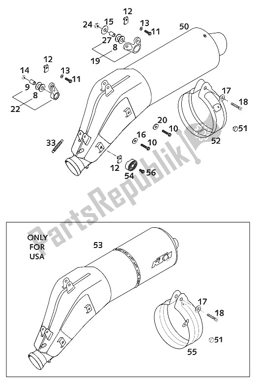 All parts for the Silencer 640 Adventure 2001 of the KTM 640 Adventure R USA 2001