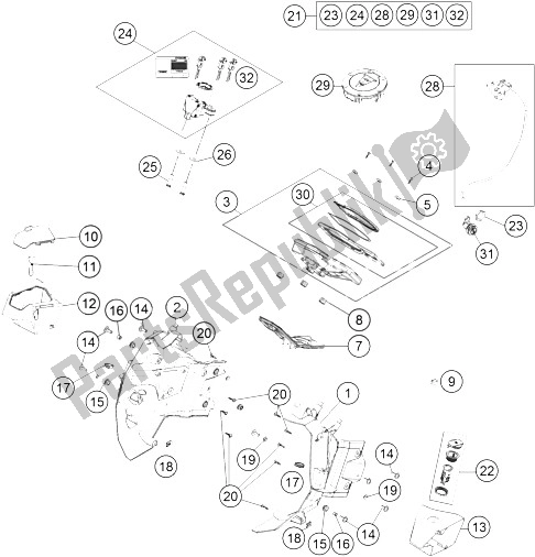 All parts for the Instruments / Locksystem of the KTM 1190 Adventure ABS Grey France 2015