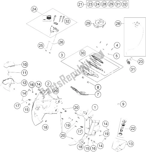 All parts for the Instruments / Lock System of the KTM 1190 Adventure ABS OR CKD 15 Brazil 2015