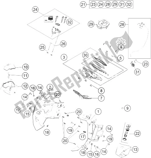 All parts for the Instruments / Locksystem of the KTM 1190 Adventure ABS Orange Australia 2015